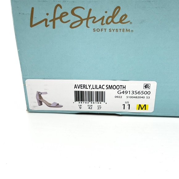 Lifestride Averly Lilac Pink Purple Faux Vegan Leather Heeled Sandals Shoes 11M‎ - Picture 15 of 15